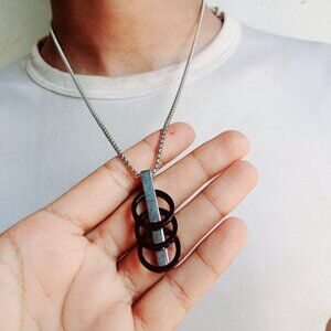 Silver Color Metal Chain Pendant Necklace